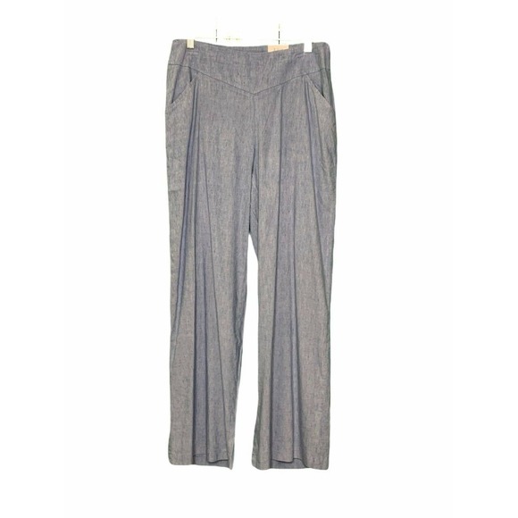 INC Women's Light Blue Linen Rayon Wide Legs Pants Size 8 - Picture 1 of 8